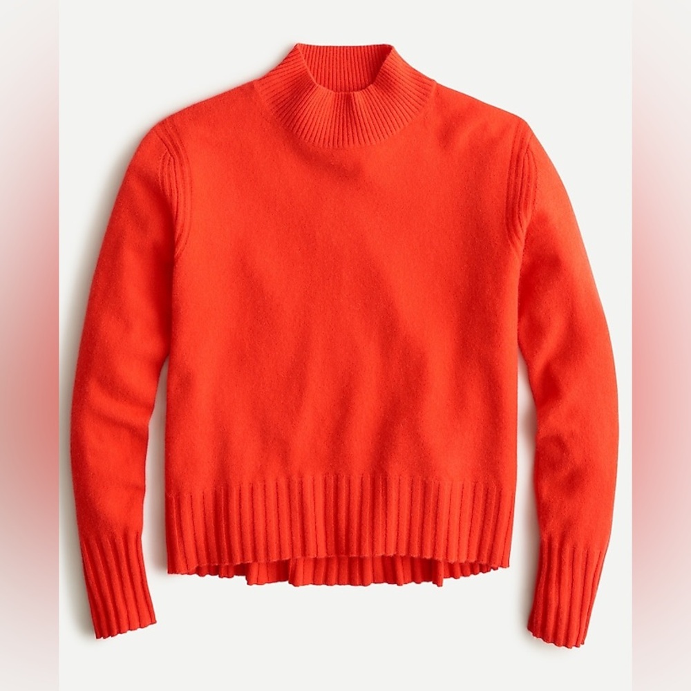 NEW J.Crew Cashmere Sweater Knit Top Turtle Neck Red Orange Size S